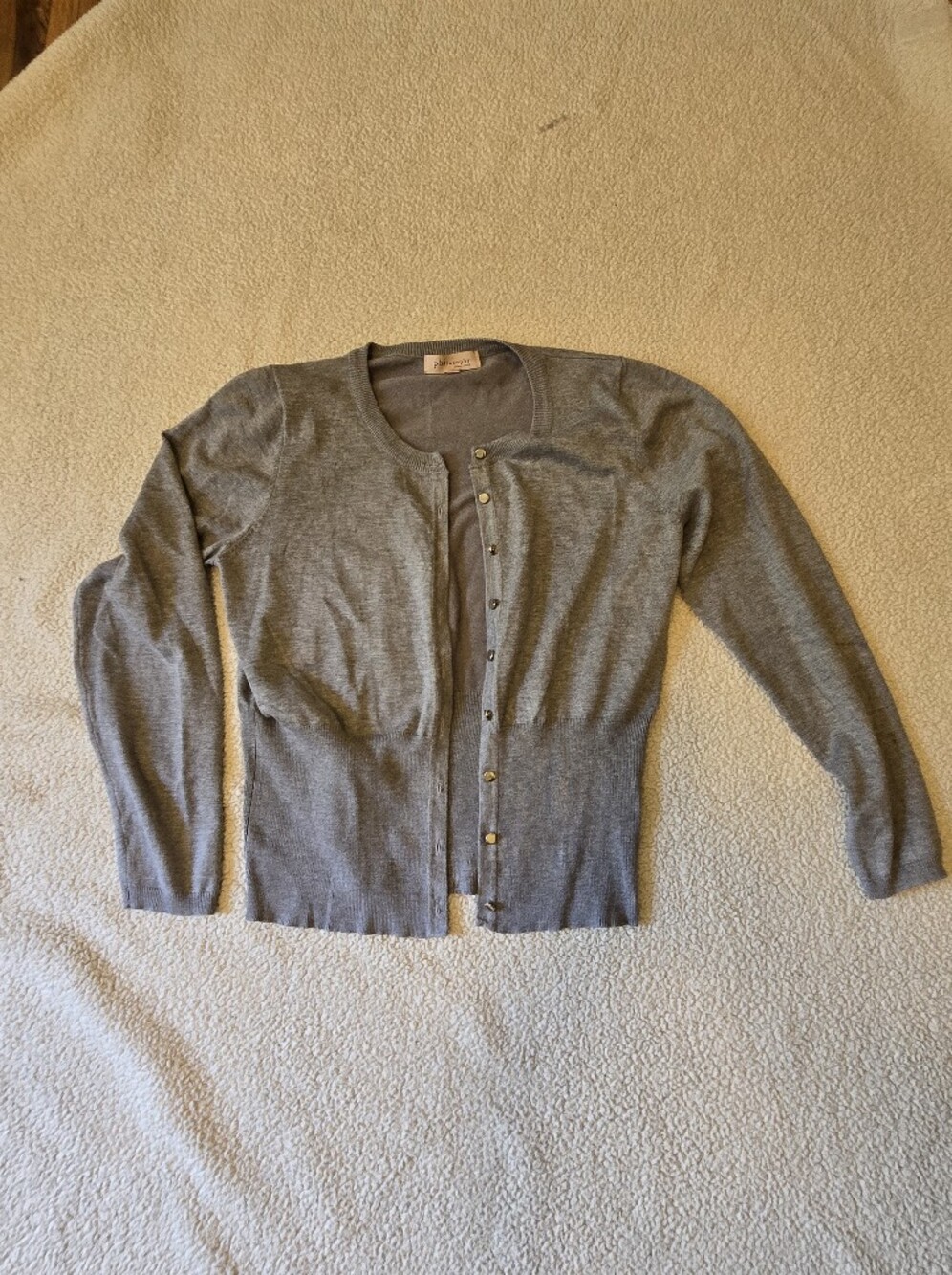 Philosophy Soft Light Gray Knit Cardigan